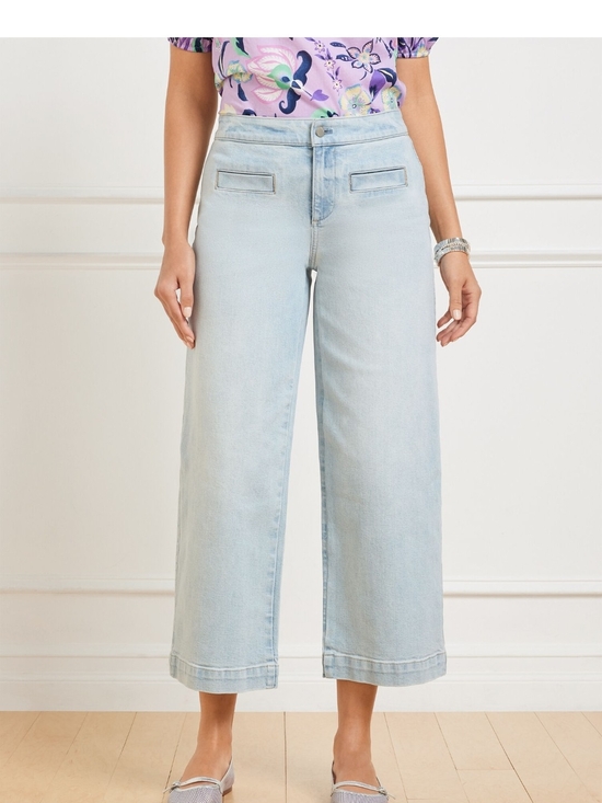 Talbots Denim - Talbots Light Blue Wide-Leg Cropped Jeans